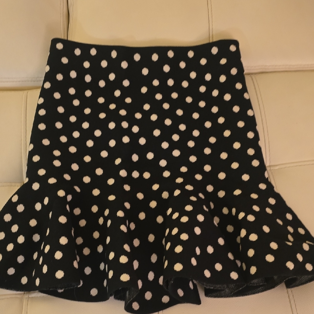Express Black and White Polka Dot A-Line Skirt